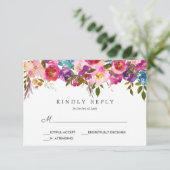 lente weelderig | Pink Flowers Trouwantwoord RSVP (Staand voorkant)