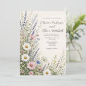 Lente Weide Bloemen Bruiloft Kaart (Staand voorkant)