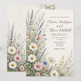 Lente Weide Bloemen Bruiloft Kaart