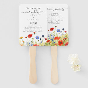 Lente Weide Bloemen Set Waaierbladen Handwaaier