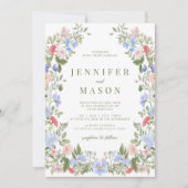 Lente weide bloemenkrans zomer bruiloft kaart (Voorkant)