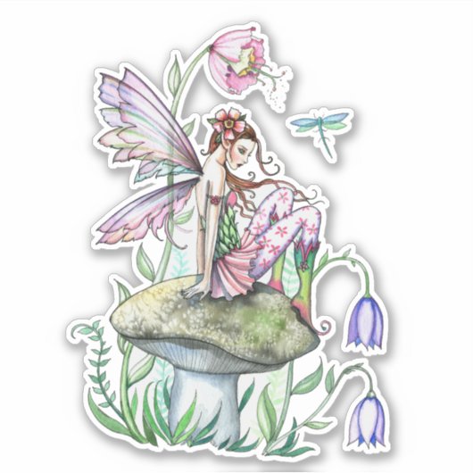 Lente Welkom Bloem Fee Fantasie Kunst Sticker (Voorkant)