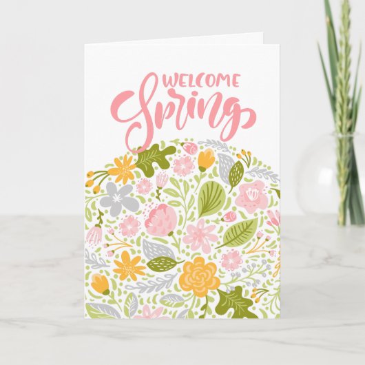Lente welkomstkaart bloemstuk kaart (Voorkant)