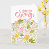 Lente welkomstkaart bloemstuk kaart (Gele Bloem)