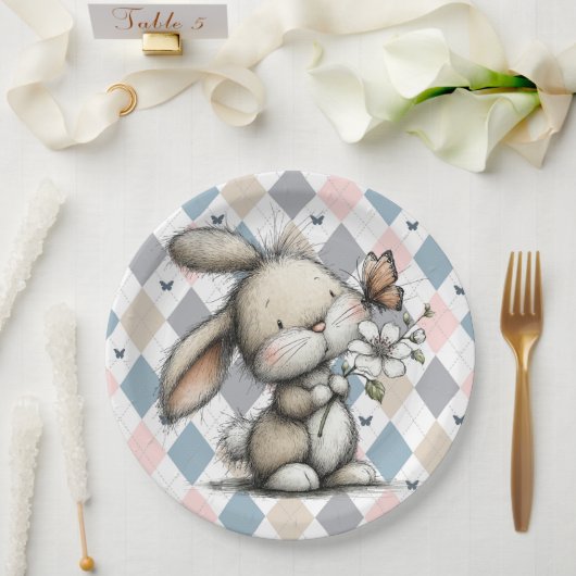 Lente Whimsical Konijn Papieren Bordje (Huwelijk)