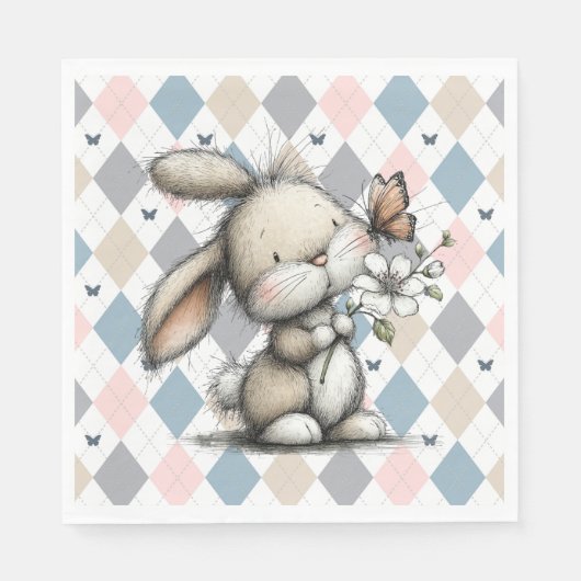 Lente Whimsical Konijn Servet (Voorkant)