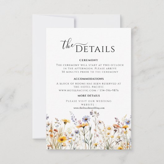 Lente-wildbloem details bijgevoegde kaart (Voorkant)