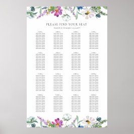 Lente Wildbloemen 16 Tafel Bruiloft Zitkaarten Poster