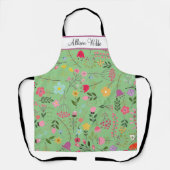 Lente Wildbloemen Bloemen op Sage gepersonaliseerd Schort (Voorkant)