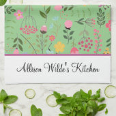 Lente Wildbloemen Bloemen op Sage gepersonaliseerd Theedoek (Gevouwen)