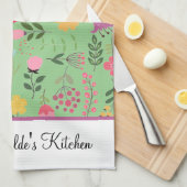 Lente Wildbloemen Bloemen op Sage gepersonaliseerd Theedoek (Quarter Fold)