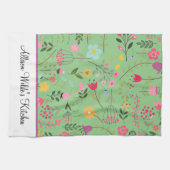 Lente Wildbloemen Bloemen op Sage gepersonaliseerd Theedoek (Horizontaal)