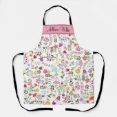 Lente Wildbloemen Bloemen op wit gepersonaliseerd Schort (Voorkant)