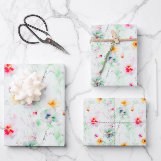 Lente Wildbloemen Meadow Bloemtuin Elegant Inpakpapier Vel (Voorkant)