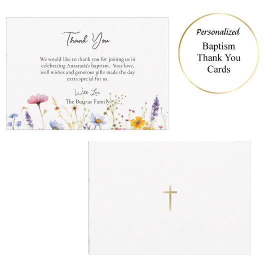 Lente Wildbloemen Orthodox Doopsel Bedankkaart