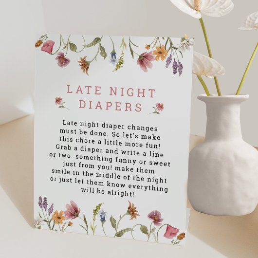 Lente Wilde Baby Game Late Night Diaper-teken Reclamebord Met Voetstuk