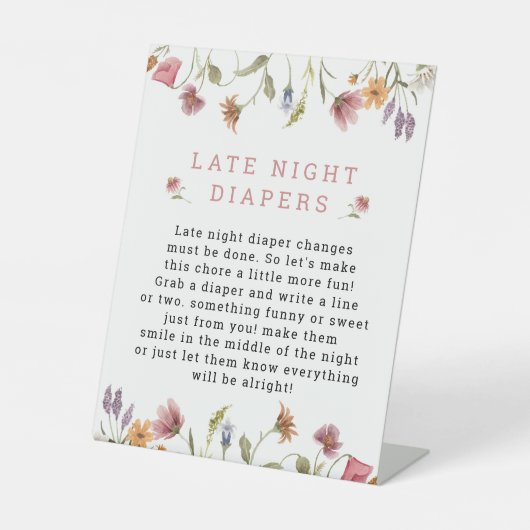 Lente Wilde Baby Game Late Night Diaper-teken Reclamebord Met Voetstuk (Voorkant)