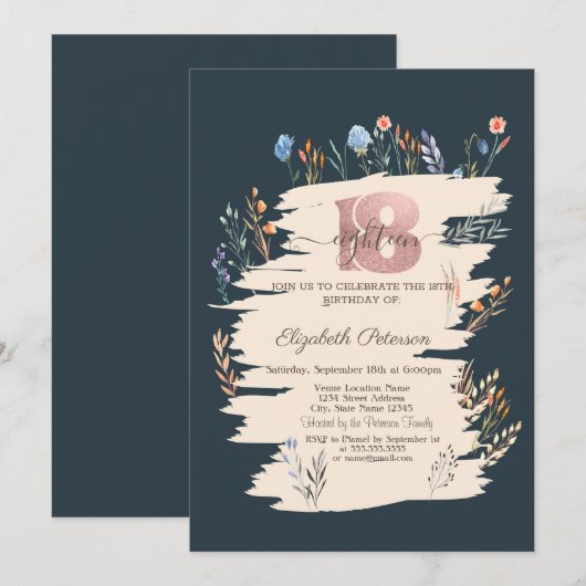 Lente Wilde bloem 18e verjaardag Kaart (Voorkant / Achterkant)
