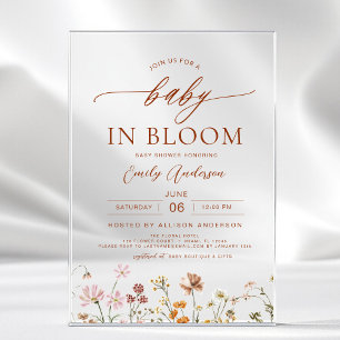 Lente Wilde Bloem Baby in Bloei Baby Shower Acryl Uitnodigingen