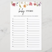 Lente Wilde Bloem Baby Shower Baby Alfabet Spel (Voorkant)