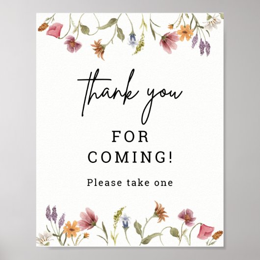 Lente Wilde Bloem Baby Shower Bedankt Favorieten P Poster (Voorkant)