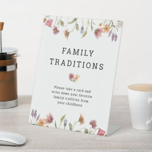 Lente Wilde Bloem Baby Shower Familietraditie Reclamebord Met Voetstuk