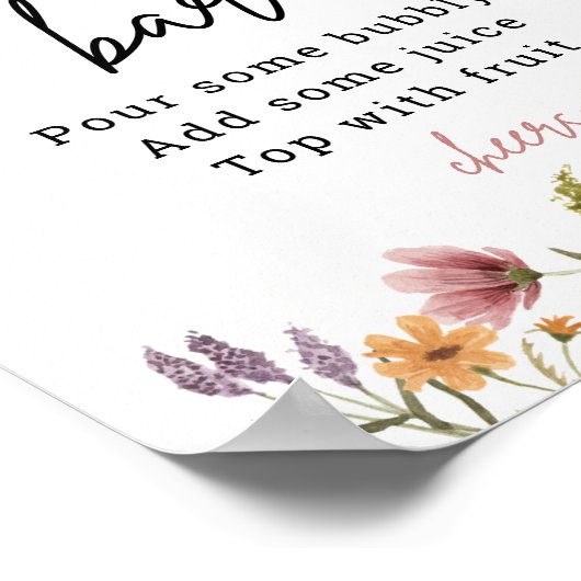 Lente Wilde Bloem Baby Shower Momosa Bar Bord Poster (Hoek)