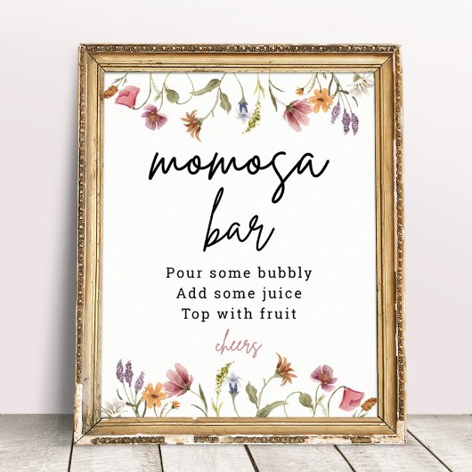 Lente Wilde Bloem Baby Shower Momosa Bar Bord Poster
