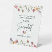 Lente Wilde Bloem Baby Succulent Baby Shower  Reclamebord Met Voetstuk (Voorkant)