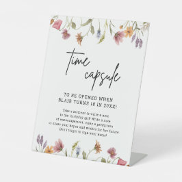 Lente wilde bloem Birthday Time Capsule Sign. Reclamebord Met Voetstuk