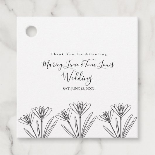Lente Wilde Bloem Bloemstuk Hand Getekend Papier K Bedankjes Labels (Voorkant)