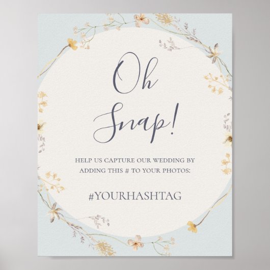 Lente Wilde Bloem | Blue Oh Snap Trouw Hashtag Poster (Voorkant)
