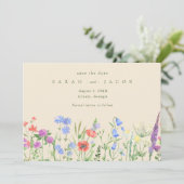 Lente Wilde Bloem Boho Trouwkaart Opslag Datum Save The Date (Staand voorkant)