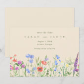 Lente Wilde Bloem Boho Trouwkaart Opslag Datum Save The Date (Voorkant / Achterkant)
