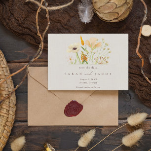 Lente Wilde Bloem Boho Trouwkaart Opslag Datum Save The Date