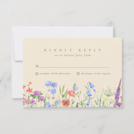 Lente Wilde Bloem Boho Tuin Bruiloft RSVP Kaartje (Voorkant)