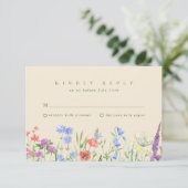 Lente Wilde Bloem Boho Tuin Bruiloft RSVP Kaartje (Staand voorkant)