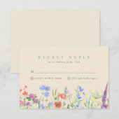 Lente Wilde Bloem Boho Tuin Bruiloft RSVP Kaartje (Voorkant / Achterkant)