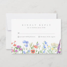 Lente Wilde Bloem Boho Tuin Trouw RSVP Kaartje