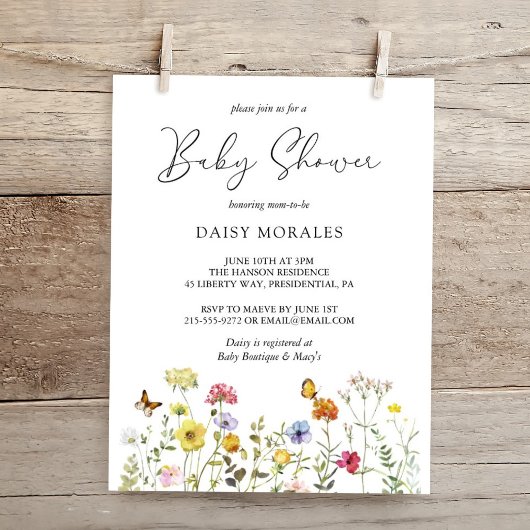 Lente wilde bloem kleurrijk botanisch Baby shower Kaart