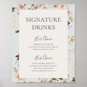 Lente Wilde Bloem   Lichtblauwe Signature Drankjes Poster