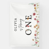 Lente Wilde Bloem Meisje 1e Verjaardagsfeest Banne Spandoek (Verticaal)