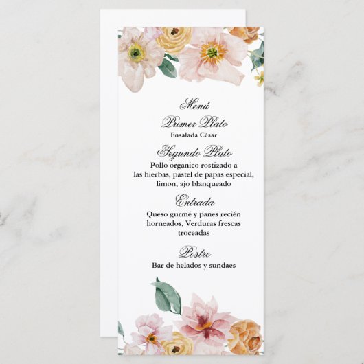 Lente wilde bloem menu (Voorkant / Achterkant)