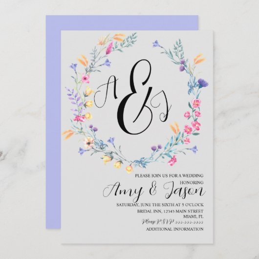 Lente wilde bloem Paars gray Kaart (Voorkant / Achterkant)