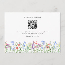 Lente Wilde Bloem QR Code Huwelijk Informatiekaartje
