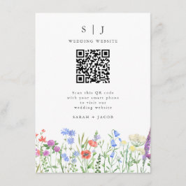 Lente Wilde Bloem QR Code Huwelijk Informatiekaartje