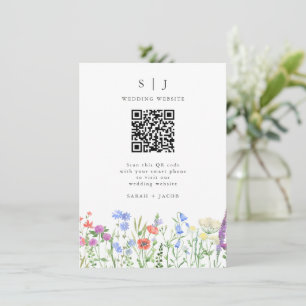 Lente Wilde Bloem QR Code Huwelijk Informatiekaartje