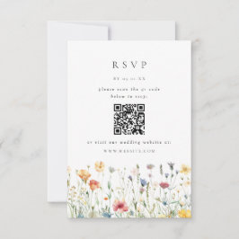 Lente Wilde Bloem QR Code Trouw RSVP Kaart