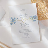 Lente Wilde Bloem Stof Blauw Trouw Uitnodiging