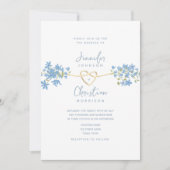 Lente Wilde Bloem Stof Blauw Trouw Uitnodiging (Voorkant)